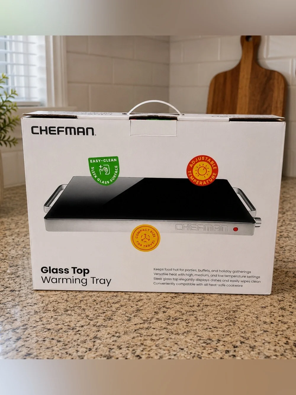 Chefman Black Glass Top Warming Tray